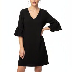 New Belongsci Womens Mini Dress M Black Bell Sleeve Boho Minimalist Chic Modest